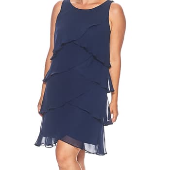 Plus Size SLNY Sleeveless Chiffon Tier Shift Dress - Boscov's