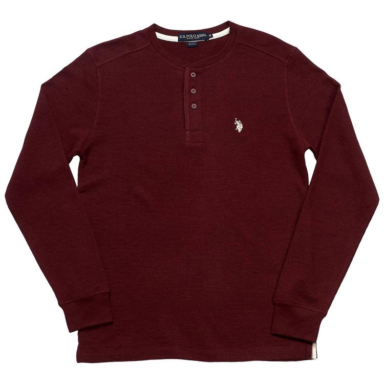 Mens U.S. Polo Assn.® Solid Thermal 3 Button Henley