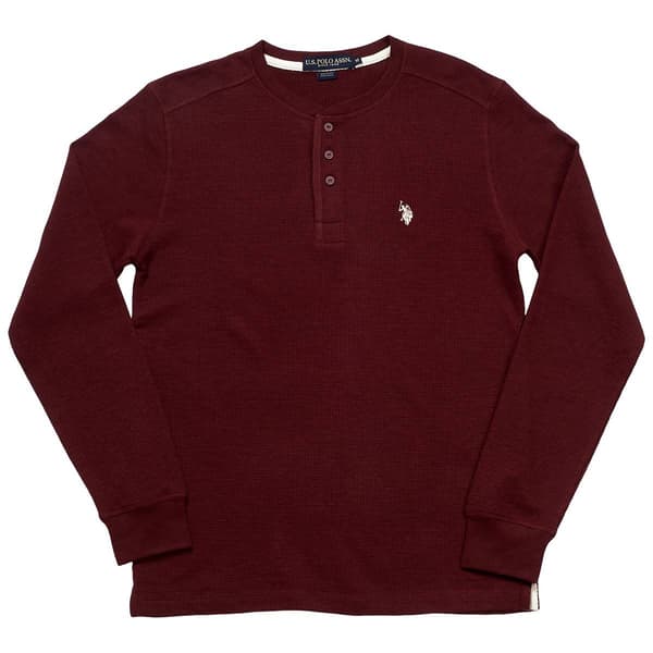 Mens U.S. Polo Assn.&#174; Solid Thermal 3 Button Henley