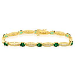 Gianni Argento Gold Plated Lab Grown Emerald Oval & Bar Bracelet