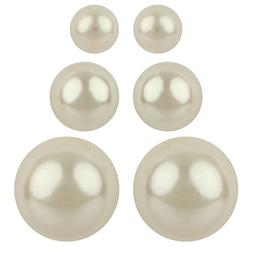 Simulated Cream Pearl Stud Trio Earrings Set