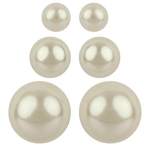 Simulated Cream Pearl Stud Trio Earrings Set