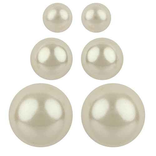 Simulated Cream Pearl Stud Trio Earrings Set - image 