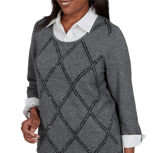 Womens Alfred Dunner Regent Street Diamond Two in One Sweater