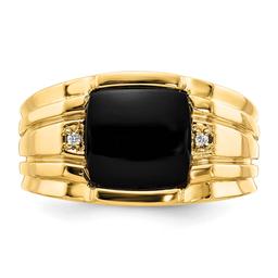 Mens Gentlemen’s Classics™ 14kt. Gold Onyx Diamond Textured Ring