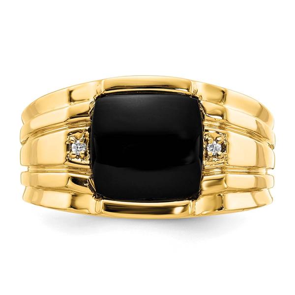 Mens Gentlemen’s Classics™ 14kt. Gold Onyx Diamond Textured Ring