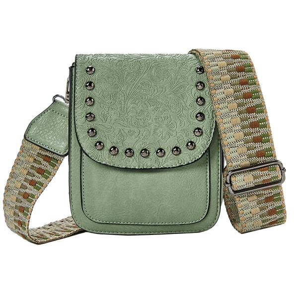 Sam & Hadley Guitar Strap Embossed Studded Crossbody - image 