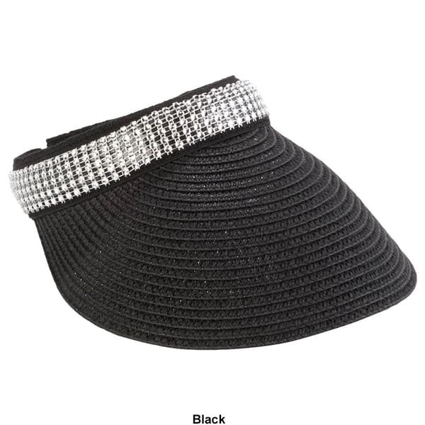 Womens Madd Hatter Straw Clip Visor Metallic Band