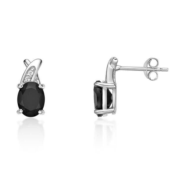Gemminded Sterling Silver Black Onyx & White Sapphire Earrings - image 