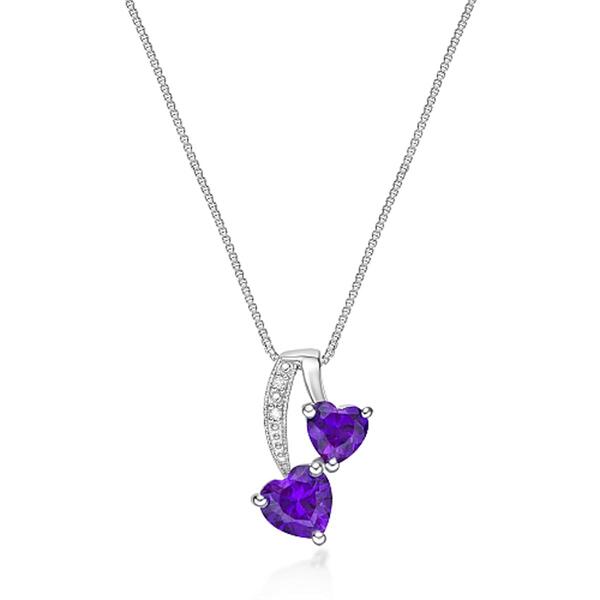 Gemminded Sterling Silver 5mm Heart Created Amethyst Pendant - image 