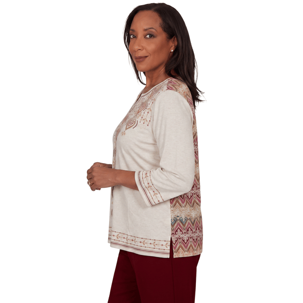 Womens Alfred Dunner Union Square Medallion Embroidered Blouse