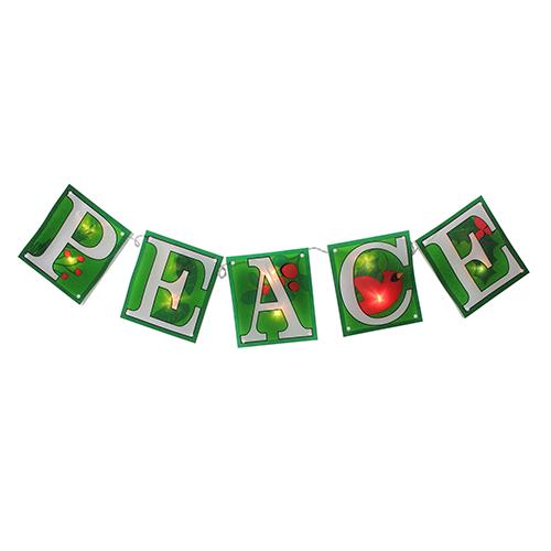Impact Innovations 7ft. Green PEACE Christmas Light Garland