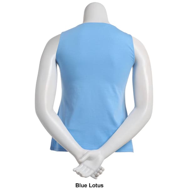 Womens Kasper Solid Double Layer Square Neck Tank