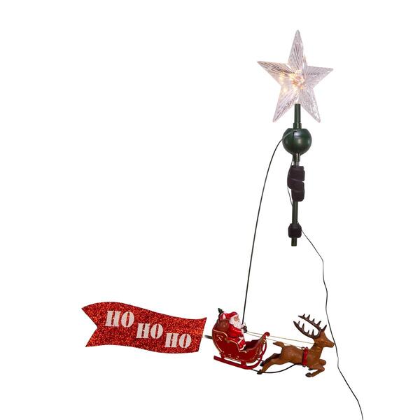 Kurt S. Adler 19.7in. Rotating Santa LED Star Tree Topper - image 