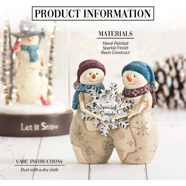 Pavilion Birch Hearts 4.5in. Snow Couple Holding a Snowflake