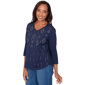 Womens Alfred Dunner Austin Rhinestone Diamond V Neck Blouse - image 3