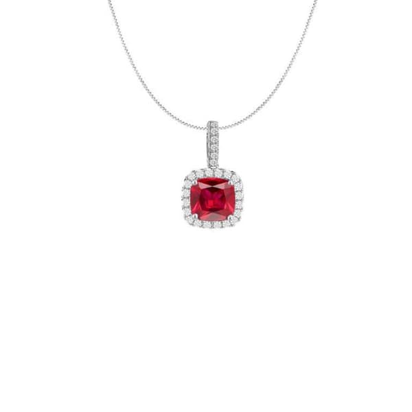 Gemstone Classics&#40;tm&#41; Sterling Silver Cushion Ruby Pendant - image 