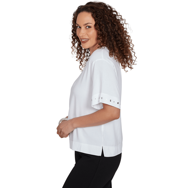 Womens Emaline Sapphire Serenade I Solid Elbow Sleeve Blouse