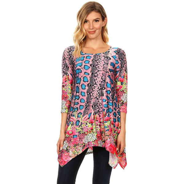 Womens White Mark Floral & Snake Print Marlene Tunic Top - image 