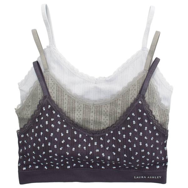 Womens Laura Ashley 3Pk Solid Pointelle Bra - LS1628-3PKAQ - image 