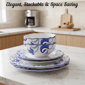 222 Fifth Ayla 12pc. Blue Porcelain Dinnerware Set - image 8