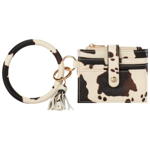 Womens DS Fashion Ring Loop Card Holder Wristlet - Cow
