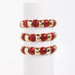 Ashley Cooper(tm) 3 Row Gold CCB Red Marble Bead Stretch Bracelet - image 1
