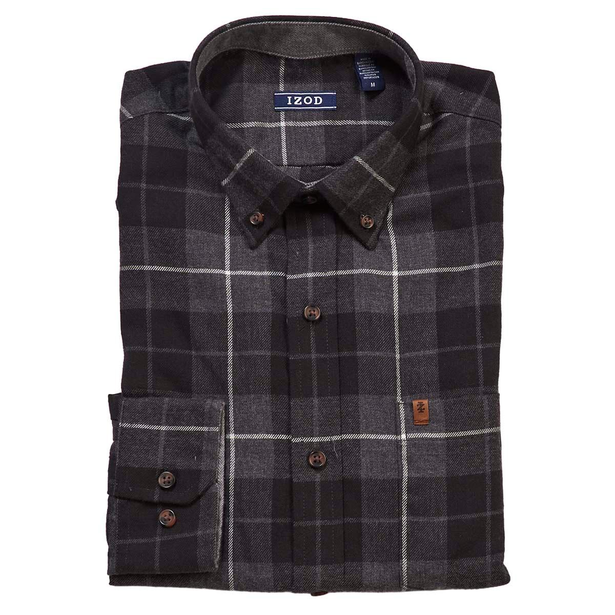 Mens IZOD® Long Sleeve Stratton Flannel Shirt - Dark Shadow