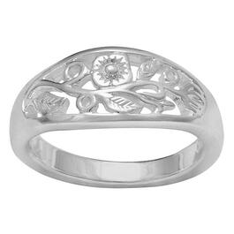Marsala Silver Plated Flower Filigree Ring