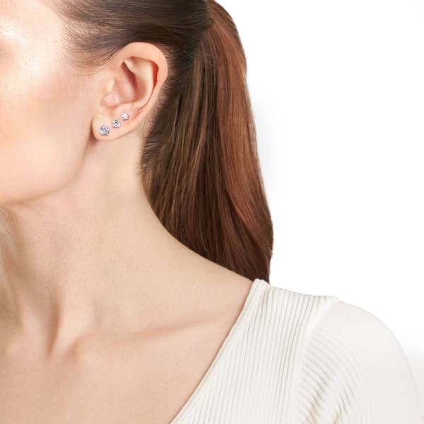 Athra 14kt. Gold over Brass 4mm/5mm/6mm Crystal Stud Earrings Set