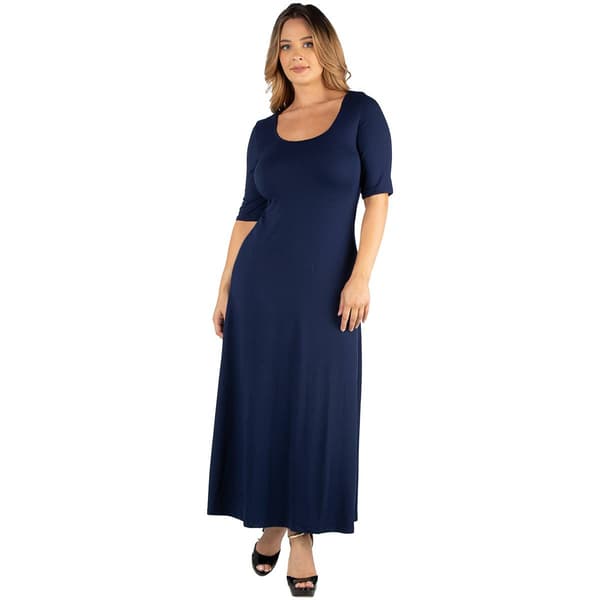 Plus Size 24/7 Comfort Apparel 3/4 Sleeves Maxi Dress - image 