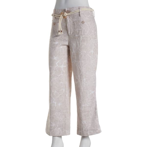 Petite Zac & Rachel Belted Wide Leg Pocket Front Linen Pants - image 