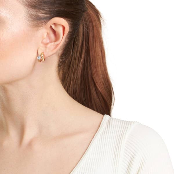 Athra 15mm 14kt. Gold Over Brass Double Hoop CZ Earrings