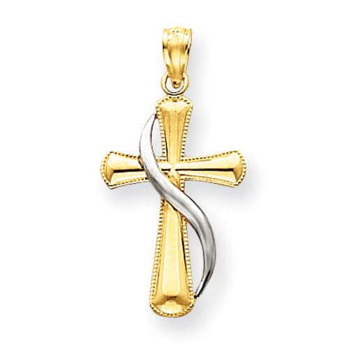 Unisex Gold Classics(tm) 14kt. Polished Two Tone Cross Pendant - image 
