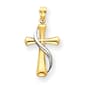Unisex Gold Classics(tm) 14kt. Polished Two Tone Cross Pendant - image 1