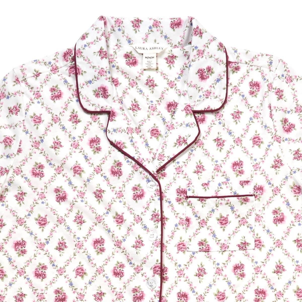 Womens Laura Ashley® Short Sleeve Lattice Floral Pajama Set
