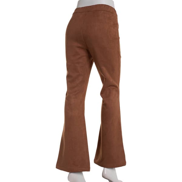 Juniors No Comment Knit Suede Button Front Flare Pants