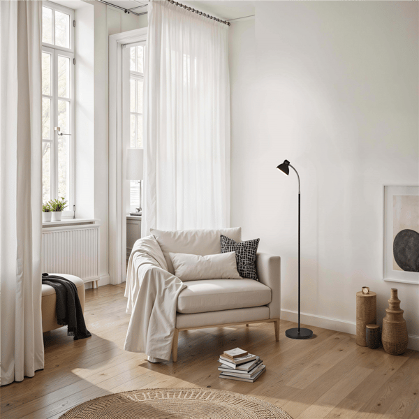 Simplee Adesso Slender LED Black Floor Lamp