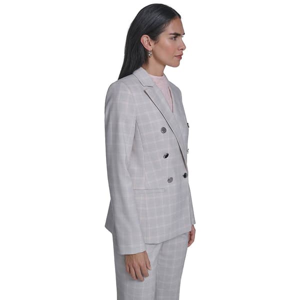 Womens Calvin Klein Long Sleeve Double Breasted Plaid Blazer
