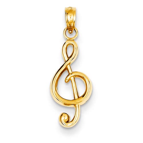 Gold Classics&#40;tm&#41; 14kt. Open-Backed Treble Clef Pendant - image 