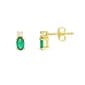 Oval Simulated Emerald May Birthstone Stud Earrings - image 1