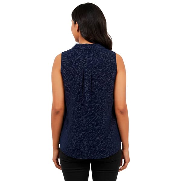 Petite Notations Sleeveless Button Front Air Flow Blouse