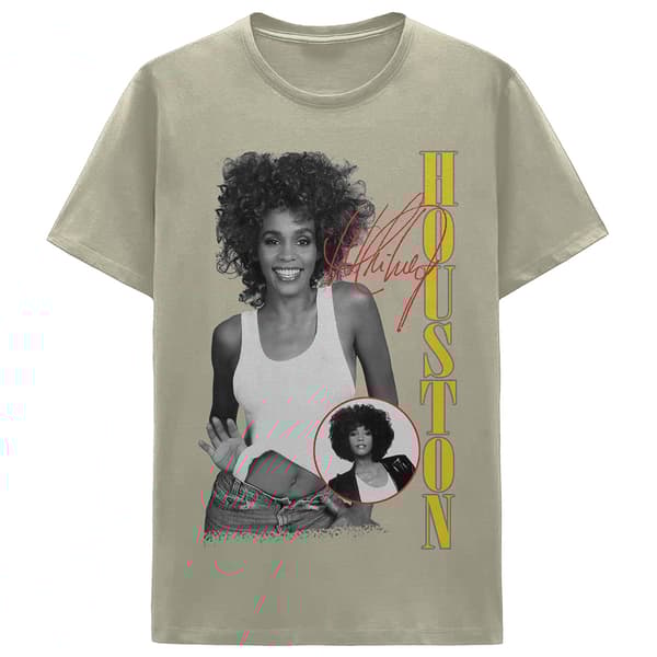 Young Mens Whitney Houston Short Sleeve Graphic Tee