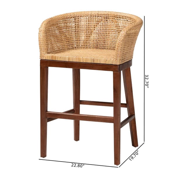 bali & pari Papua Modern Bohemian Acasia Wood Counter Stool