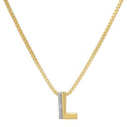 Gianni Argento 14kt. Gold Plated Diamond Accent L Pendant