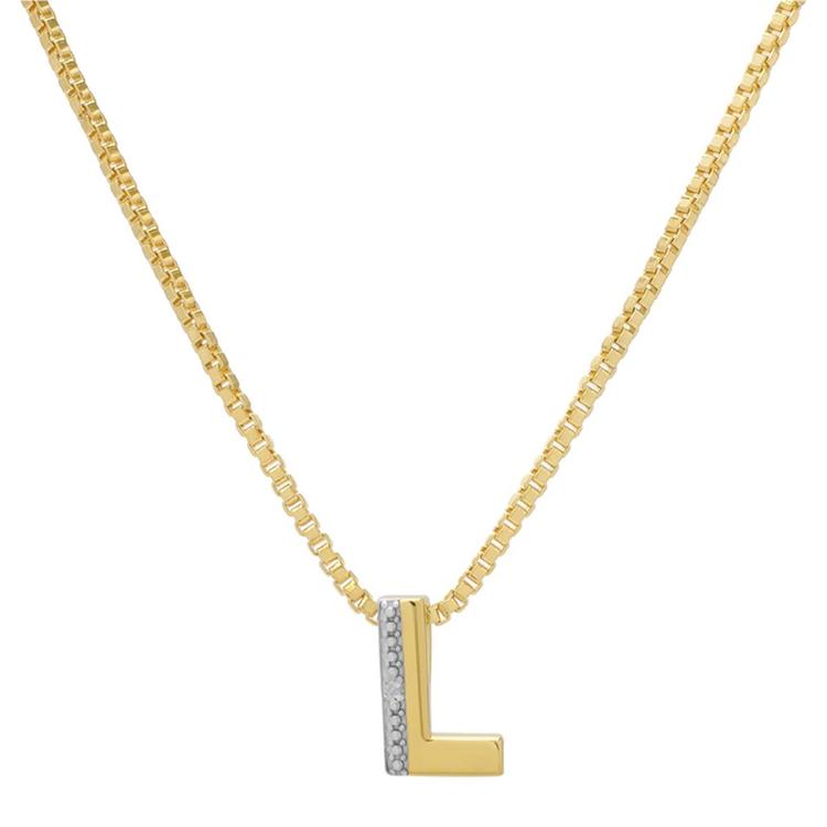 Gianni Argento 14kt. Gold Plated Diamond Accent L Pendant