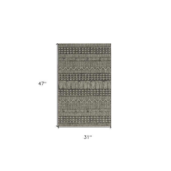 HomeRoots Charcoal Southwestern Indoor Outdoor Area Rug