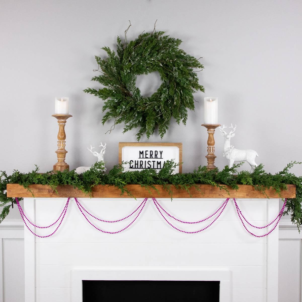 Northlight Seasonal Shiny Metallic Pink Beaded Christmas Garland
