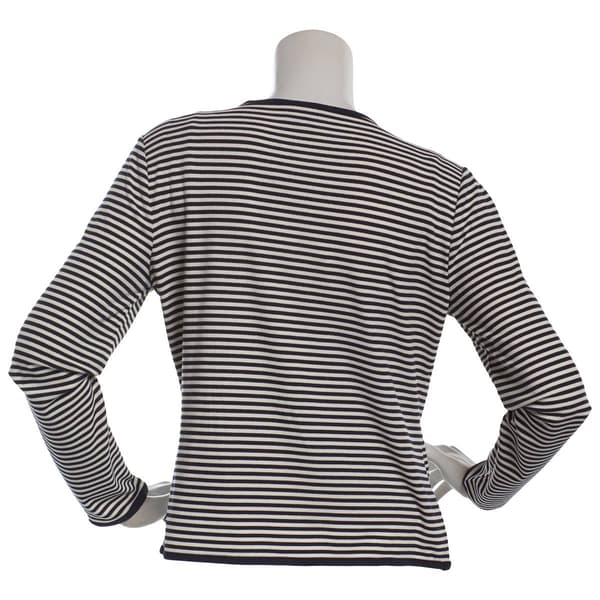 Womens Nautica Long Sleeve Stripe Rib Cardigan