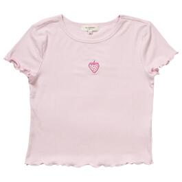 Girls &#40;7-16&#41; No Comment Short Sleeve Embroidered Strawberry Tee